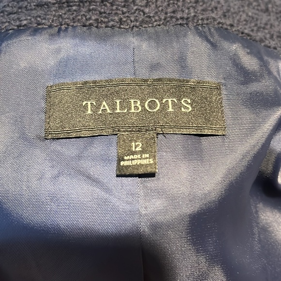 Talbots Navy Blue Blazer with White Stitching - Picture 4 of 5